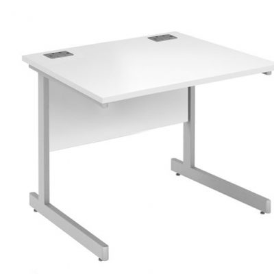 Fraction Plus Square Desk White/Silver