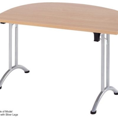 Union D-End Folding Table 1600 X 800 Beech & Silver