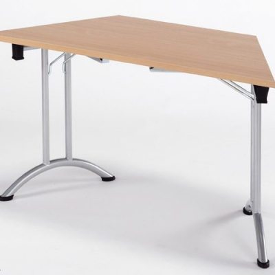 Union Trapezoid Folding Table Beech & Silver