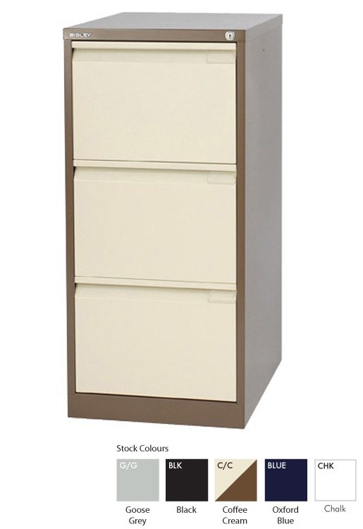 Bisley Flush Front 3 Drw. Filing Cabinet Blue 839