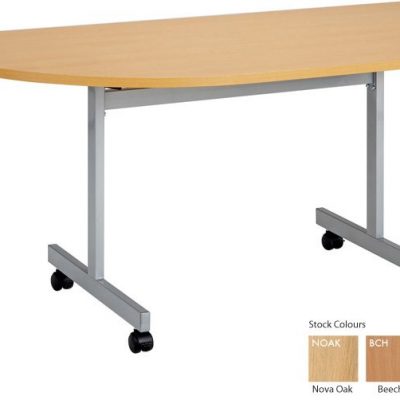 One Eighty D-End Flip Top Table White & Silver