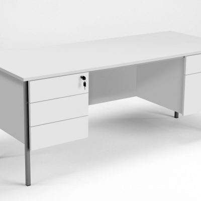 Eco 18 1500 Double 2 & 3 Drawer Pedestal Desk White