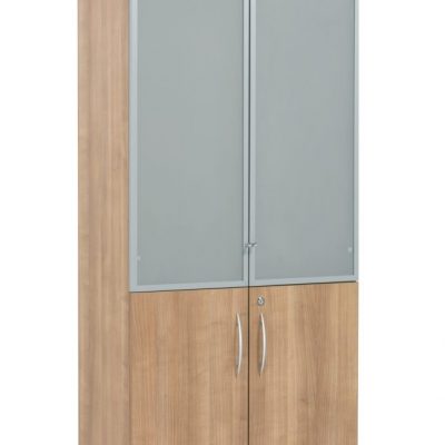 E Space High Cabinet Wood And Glass Doors Cappuccino